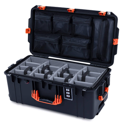 Pelican 1606 Air Case, Black with Orange Handles & Latches ColorCase