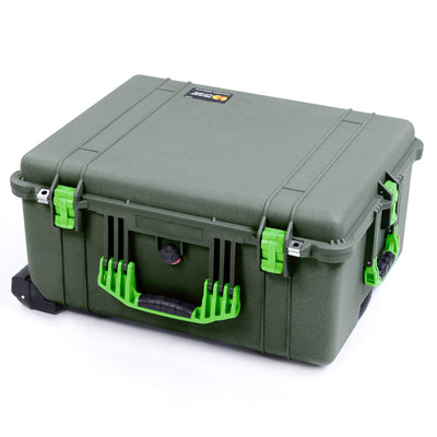 Pelican 1610 Case, OD Green with Lime Green Handles and Latches ColorCase