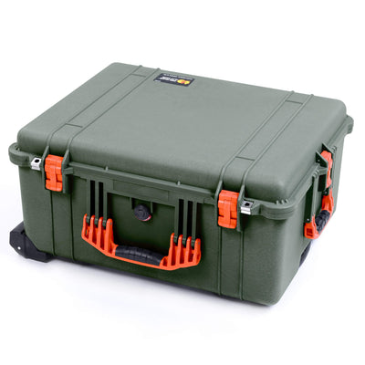 Pelican 1610 Case, OD Green with Orange Handles and Latches ColorCase