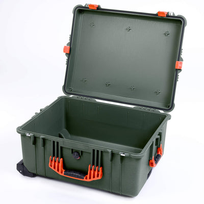 Pelican 1610 Case, OD Green with Orange Handles and Latches None (Case Only) ColorCase 016100-0000-130-150