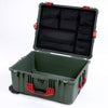 Pelican 1610 Case, OD Green with Red Handles and Latches Mesh Lid Organizer Only ColorCase 016100-0100-130-320