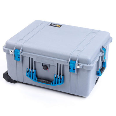 Pelican 1610 Case, Silver with Blue Handles and Latches ColorCase