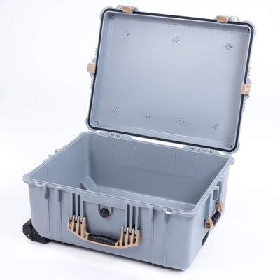 Pelican 1610 Case, Silver with Desert Tan Handles and Latches None (Case Only) ColorCase 016100-0000-180-310