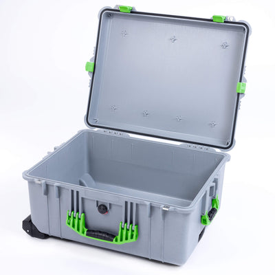 Pelican 1610 Case, Silver with Lime Green Handles and Latches None (Case Only) ColorCase 016100-0000-180-300