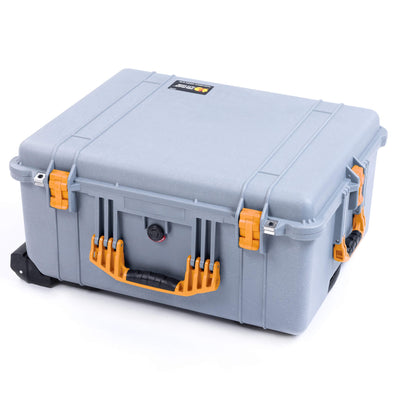 Pelican 1610 Case, Silver with Yellow Handles and Latches ColorCase