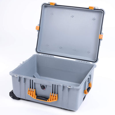 Pelican 1610 Case, Silver with Yellow Handles and Latches None (Case Only) ColorCase 016100-0000-180-240