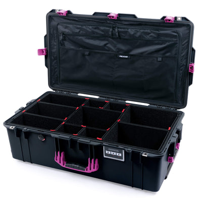 Pelican 1615 Air Case, Black with Magenta Handles & Latches TrekPak Divider System with Combo-Pouch Lid Organizer ColorCase 016150-0320-110-401