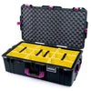 Pelican 1615 Air Case, Black with Magenta Handles & Latches Yellow Padded Microfiber Dividers with Convoluted Lid Foam ColorCase 016150-0010-110-401