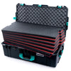 Pelican 1615 Air Case, Black with Teal Handles & Latches Custom Tool Kit (6 Foam Inserts with Convoluted Lid Foam) ColorCase 016150-0060-110-591