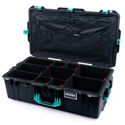 Pelican 1615 Air Case, Black with Teal Handles & Latches TrekPak Divider System with Combo-Pouch Lid Organizer ColorCase 016150-0320-110-591