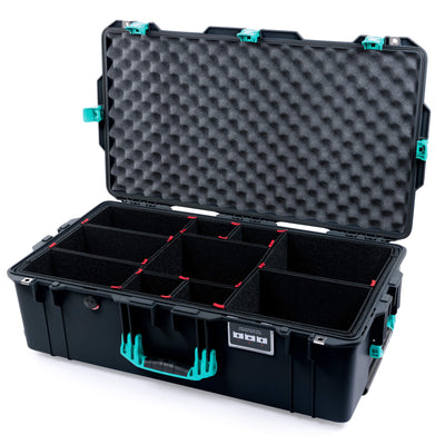 Pelican 1615 Air Case, Black with Teal Handles & Latches TrekPak Divider System with Convoluted Lid Foam ColorCase 016150-0020-110-591