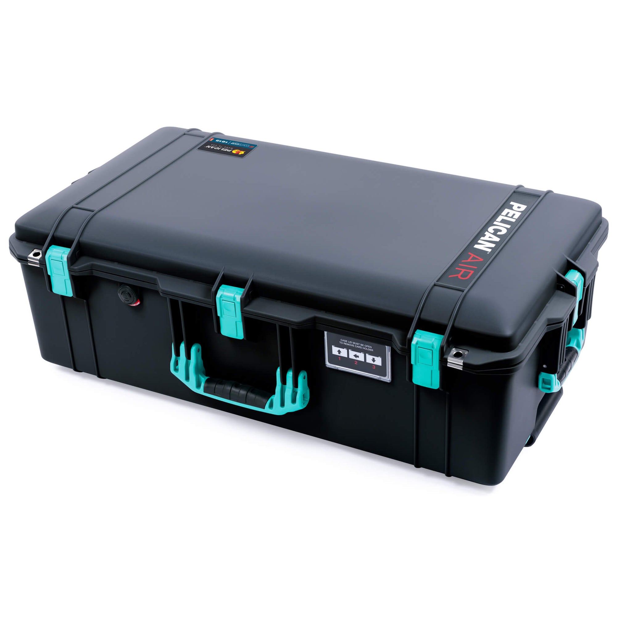 Pelican 1615 Air Case, Black with Teal Handles, Latches & Trolley