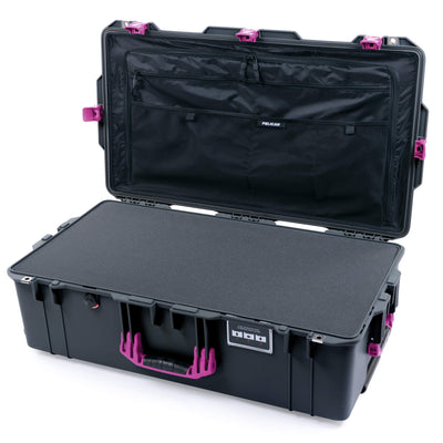 Pelican 1615 Air Case, Charcoal with Magenta Handles & Latches Pick & Pluck Foam with Combo-Pouch Lid Organizer ColorCase 016150-0301-520-401