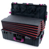 Pelican 1615 Air Case, Charcoal with Magenta Handles & Latches Custom Tool Kit (6 Foam Inserts with Mesh Lid Organizer) ColorCase 016150-0160-520-401