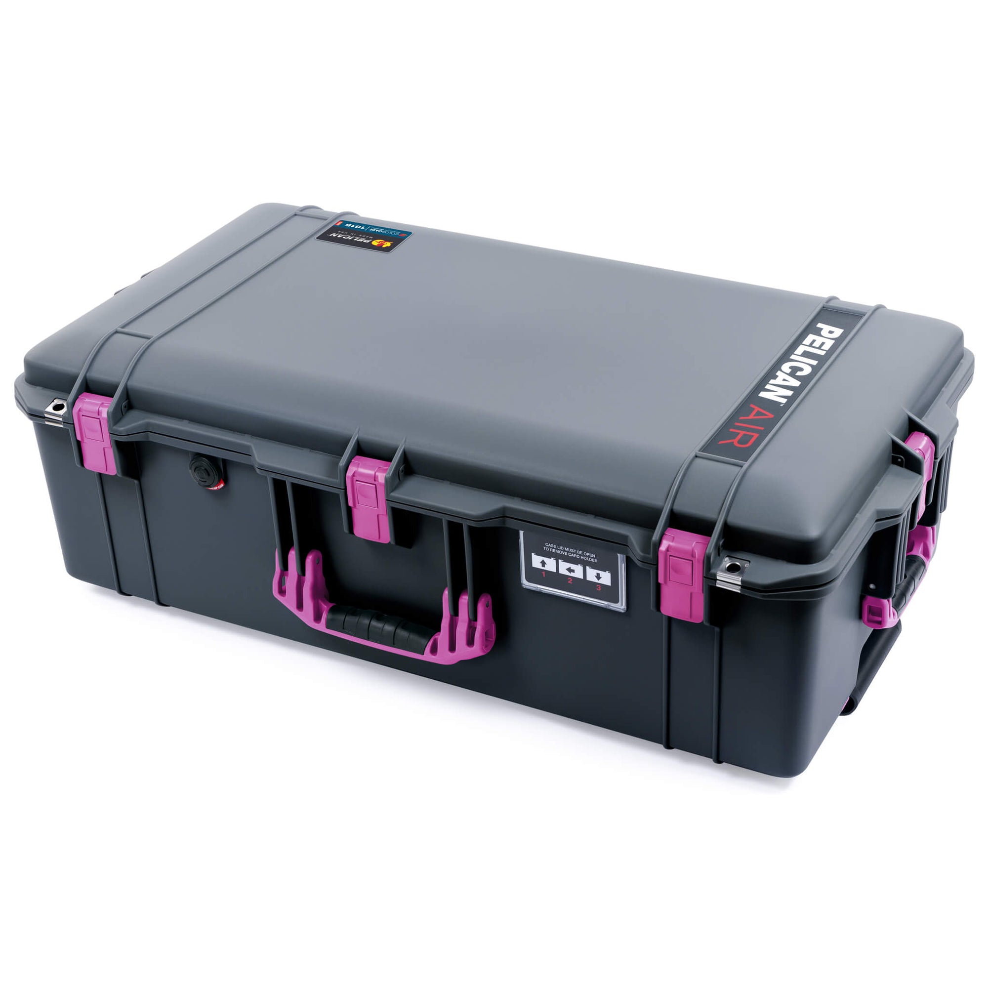 Pelican 1615 Air Case, Charcoal with Magenta Handles, Latches & Trolley ColorCase 