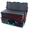 Pelican 1615 Air Case, Charcoal with Teal Handles & Latches Custom Tool Kit (6 Foam Inserts with Convoluted Lid Foam) ColorCase 016150-0060-520-591