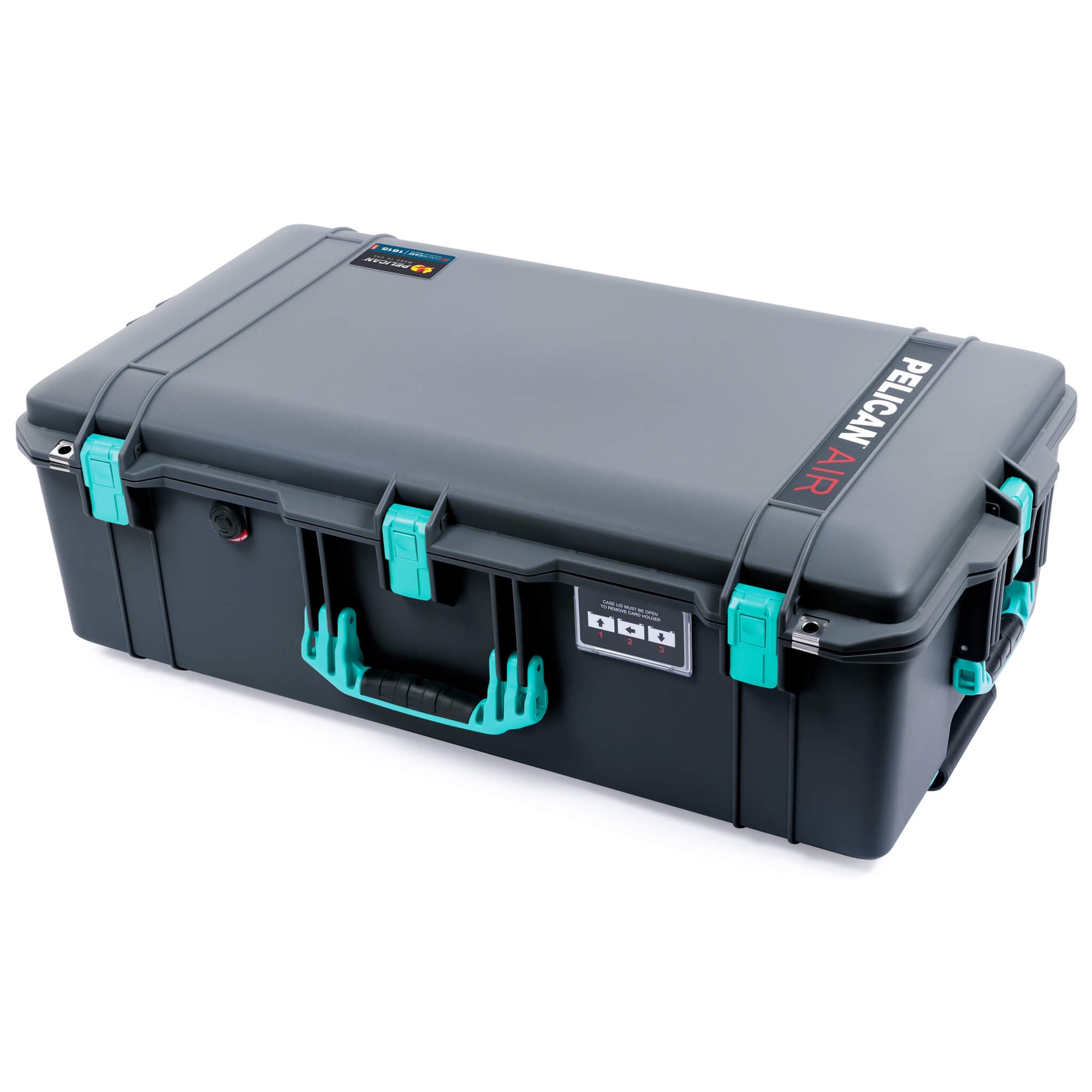 Pelican 1615 Air Case, Charcoal with Teal Handles, Latches & Trolley