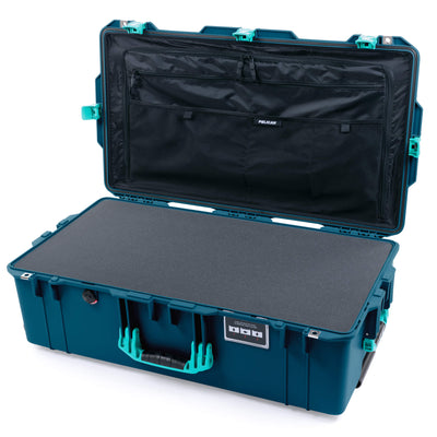 Pelican 1615 Air Case, Indigo with Teal Handles & Latches Pick & Pluck Foam with Combo-Pouch Lid Organizer ColorCase 016150-0301-500-591