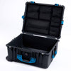 Pelican 1620 Case, Black with Blue Handles & Push-Button Latches Mesh Lid Organizer Only ColorCase 016200-0100-110-121