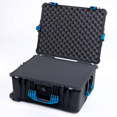 Pelican 1620 Case, Black with Blue Handles & Push-Button Latches Pick & Pluck Foam with Convoluted Lid Foam ColorCase 016200-0001-110-121