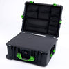 Pelican 1620 Case, Black with Lime Green Handles & Push-Button Latches Pick & Pluck Foam with Mesh Lid Organizer ColorCase 016200-0101-110-301