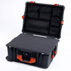 Pelican 1620 Case, Black with Orange Handles & Push-Button Latches Pick & Pluck Foam with Mesh Lid Organizer ColorCase 016200-0101-110-151