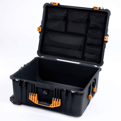 Pelican 1620 Case, Black with Yellow Handles & Push-Button Latches Mesh Lid Organizer Only ColorCase 016200-0100-110-241