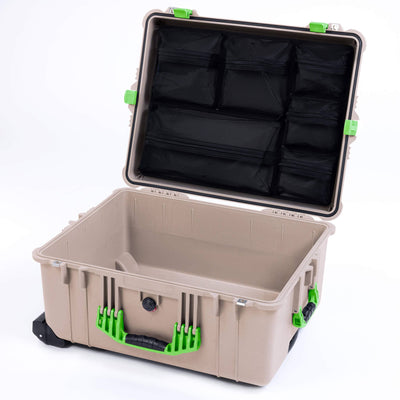 Pelican 1620 Case, Desert Tan with Lime Green Handles & Latches ColorCase