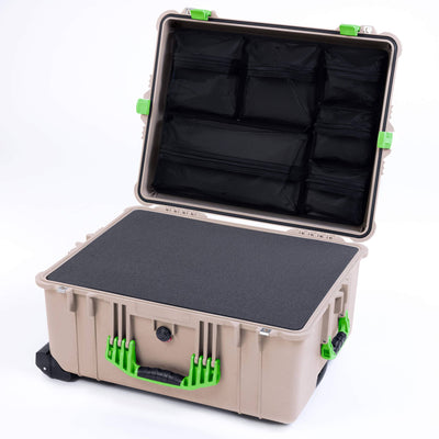 Pelican 1620 Case, Desert Tan with Lime Green Handles & Latches ColorCase