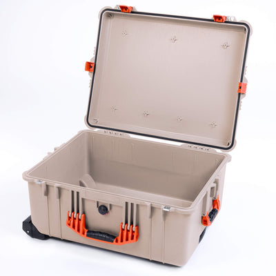 Pelican 1620 Case, Desert Tan with Orange Handles & Push-Button Latches ColorCase