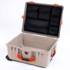 Pelican 1620 Case, Desert Tan with Orange Handles & Latches ColorCase