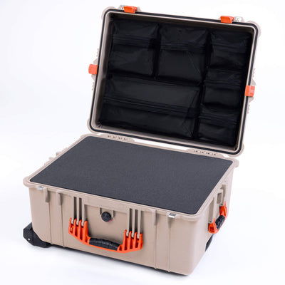 Pelican 1620 Case, Desert Tan with Orange Handles & Latches ColorCase