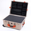 Pelican 1620 Case, Desert Tan with Orange Handles & Push-Button Latches ColorCase