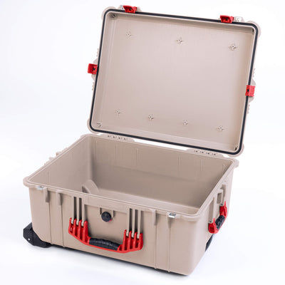 Pelican 1620 Case, Desert Tan with Red Handles & Push-Button Latches ColorCase