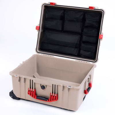 Pelican 1620 Case, Desert Tan with Red Handles & Latches ColorCase