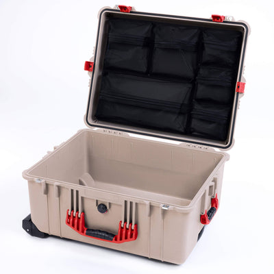 Pelican 1620 Case, Desert Tan with Red Handles & Push-Button Latches ColorCase