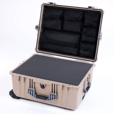 Pelican 1620 Case, Desert Tan with Silver Handles & Push-Button Latches ColorCase