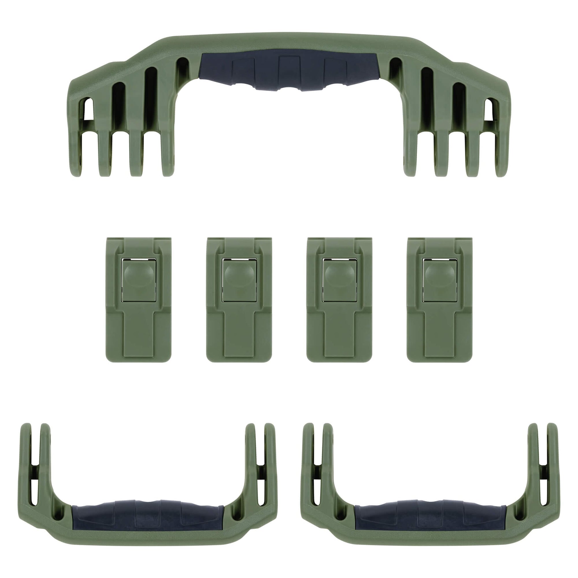 Pelican 1620 Replacement Handles & Latches, OD Green (Set of 3 Handles, 4 Push-Button Latches) ColorCase 