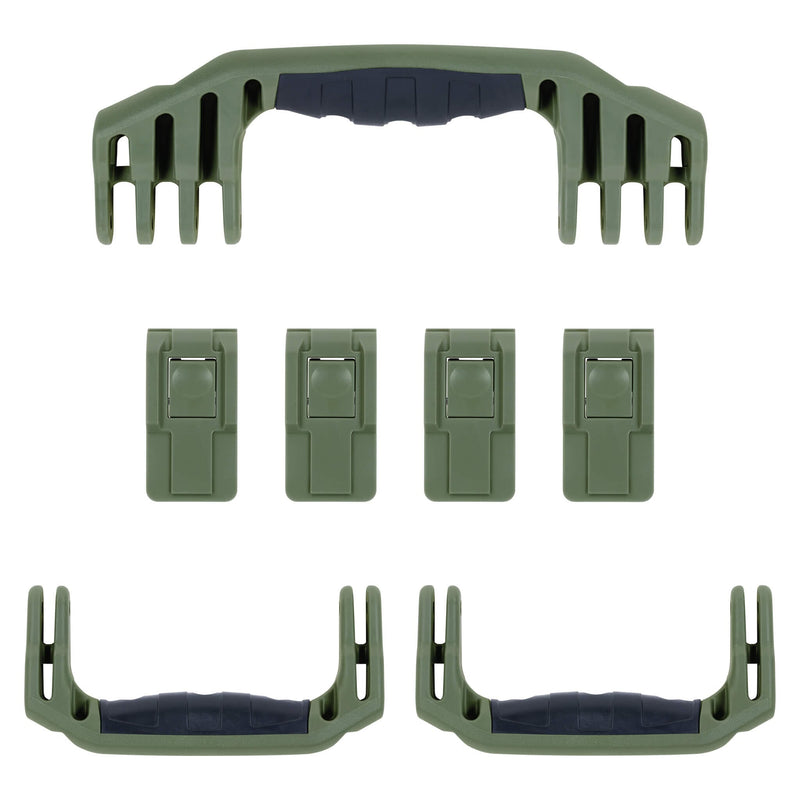 Pelican 1620 Replacement Handles & Latches, OD Green (Set of 3 Handles, 4 Push-Button Latches) ColorCase 