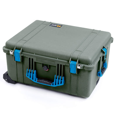 Pelican 1620 Case, OD Green with Blue Handles & Push-Button Latches ColorCase