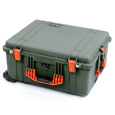 Pelican 1620 Case, OD Green with Orange Handles & Push-Button Latches ColorCase