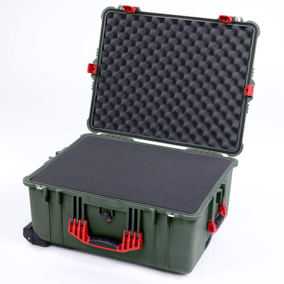 Pelican 1620 Case, OD Green with Red Handles & Push-Button Latches ColorCase