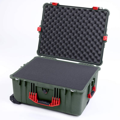 Pelican 1620 Case, OD Green with Red Handles & Latches ColorCase