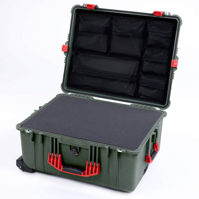 Pelican 1620 Case, OD Green with Red Handles & Latches ColorCase