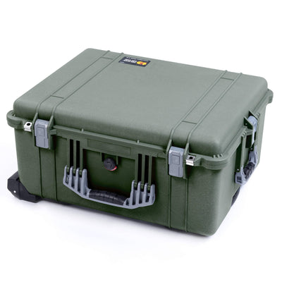 Pelican 1620 Case, OD Green with Silver Handles & Push-Button Latches ColorCase