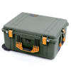 Pelican 1620 Case, OD Green with Yellow Handles & Push-Button Latches ColorCase