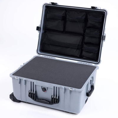 Pelican 1620 Case, Silver with Black Handles & Push-Button Latches ColorCase