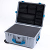 Pelican 1620 Case, Silver with Blue Handles & Push-Button Latches ColorCase