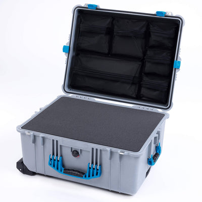 Pelican 1620 Case, Silver with Blue Handles & Latches ColorCase