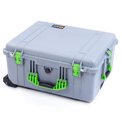 Pelican 1620 Case, Silver with Lime Green Handles & Latches ColorCase